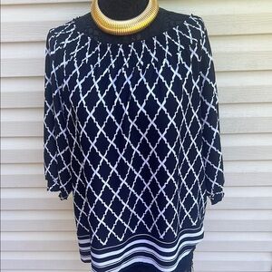 Chico's Black and White Geometric Blouse